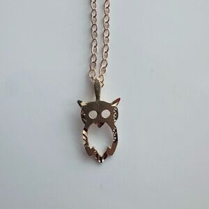 10k Gold Owl Pendant Necklace - Women Jewelry